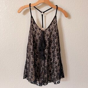 Nine Bird Black Lace Cord Strapy Razorback Dressy Shirt Size M NWT from Buckle